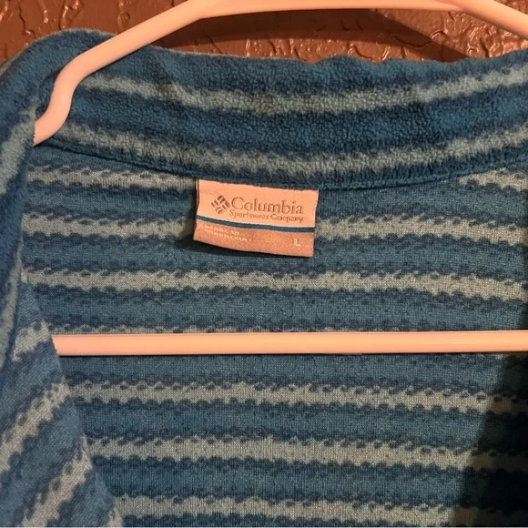 Columbia half zip large blue striped thermal fleece - Picture 8 of 12